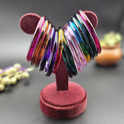 Assorted Color 28 Pieces Of Jelly Glass Bangles with Elegant Traditional Fashion Style