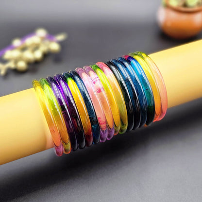 Assorted Color 28 Pieces Of Jelly Glass Bangles with Premium Colorful Designer Appeal