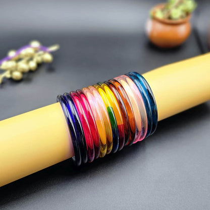 Assorted Color 28 Pieces Of Jelly Glass Bangles with Beautiful Vibrant Traditional Collection