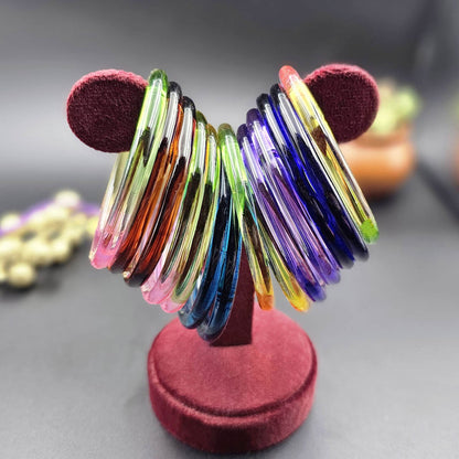 Assorted Color 28 Pieces Of Jelly Glass Bangles with Beautiful Vibrant Traditional Collection