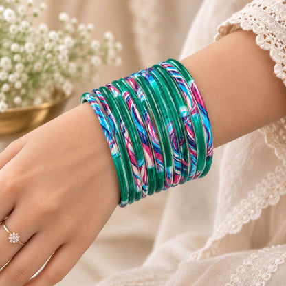 Multi Color 6 Set Of Plastic Bangles with Stylish Traditional Fashion Design