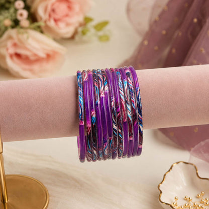 Multi Color 6 Set Of Plastic Bangles Featuring Beautiful Everyday Ethnic Appeal
