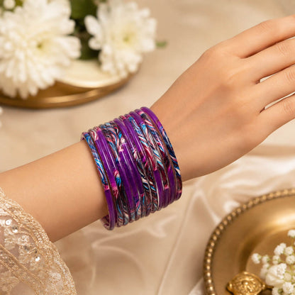 Multi Color 6 Set Of Plastic Bangles Featuring Beautiful Everyday Ethnic Appeal