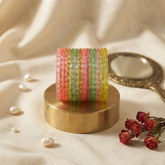 Multi Color 5 Set Of Glass Bangles Crafted for Stylish Everyday Wear