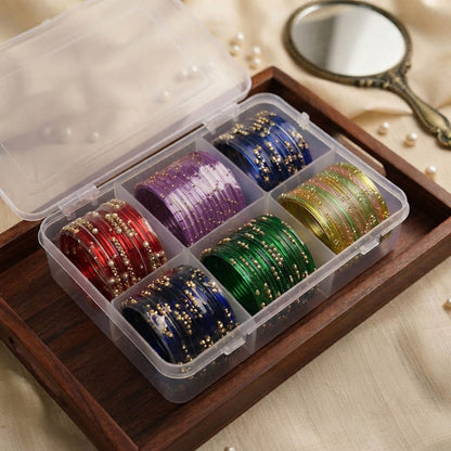 Multi Color 6 Set Of Glass Bangles with Graceful Festive Ethnic Appeal