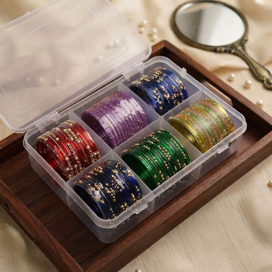 Multi Color 6 Set Of Glass Bangles with Graceful Festive Ethnic Appeal