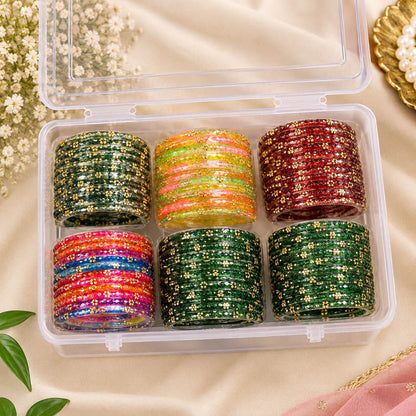 Charming Colorful Multi Color Raindrop Crystal Glass Bangles Set Of Six For Cultural Gatherings