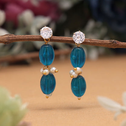 Beautiful Turquoise Blue Color 12 Pair Of Fashion Earrings Perfect For Ethnic Wear And Outfits