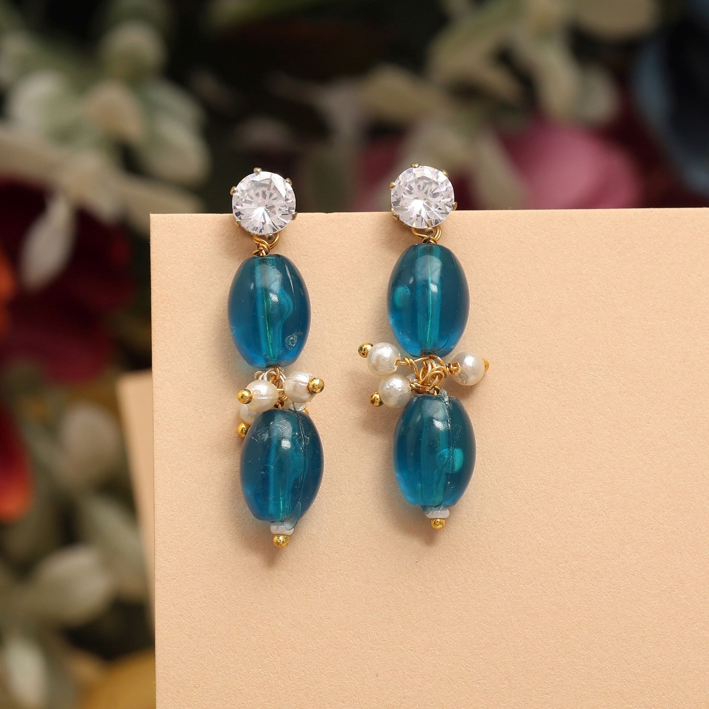Beautiful Turquoise Blue Color 12 Pair Of Fashion Earrings Perfect For Ethnic Wear And Outfits