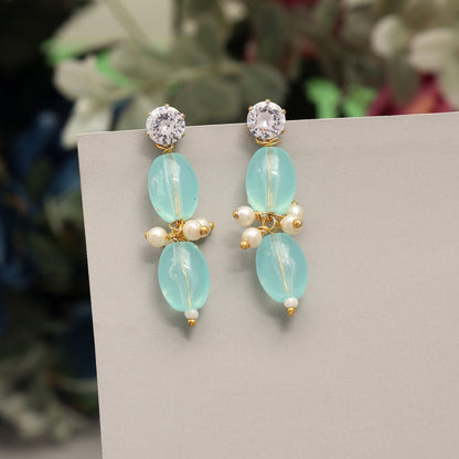 Graceful Sky Blue Color 12 Pair Of Fashion Earrings Designed For Elegant Indian Festive Occasions