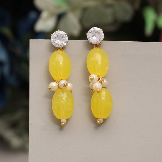 Gorgeous Yellow Color 12 Pair Of Fashion Earrings Crafted For Weddings, Parties, And Cultural Events