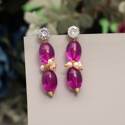 Attractive Purple Color 12 Pair Of Fashion Earrings Designed For Elegant Women’S Party Jewelry Styling