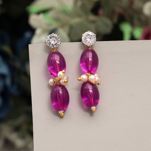 Attractive Purple Color 12 Pair Of Fashion Earrings Designed For Elegant Women’S Party Jewelry Styling