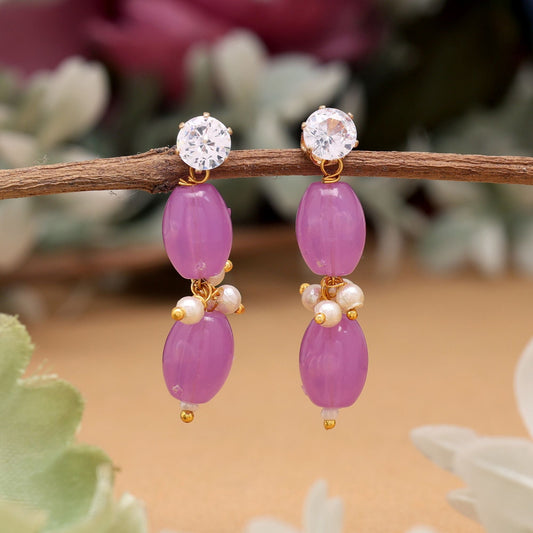 Beautiful Light Purple Color 12 Pair Of Fashion Earrings Designed For Weddings, Parties, And Functions