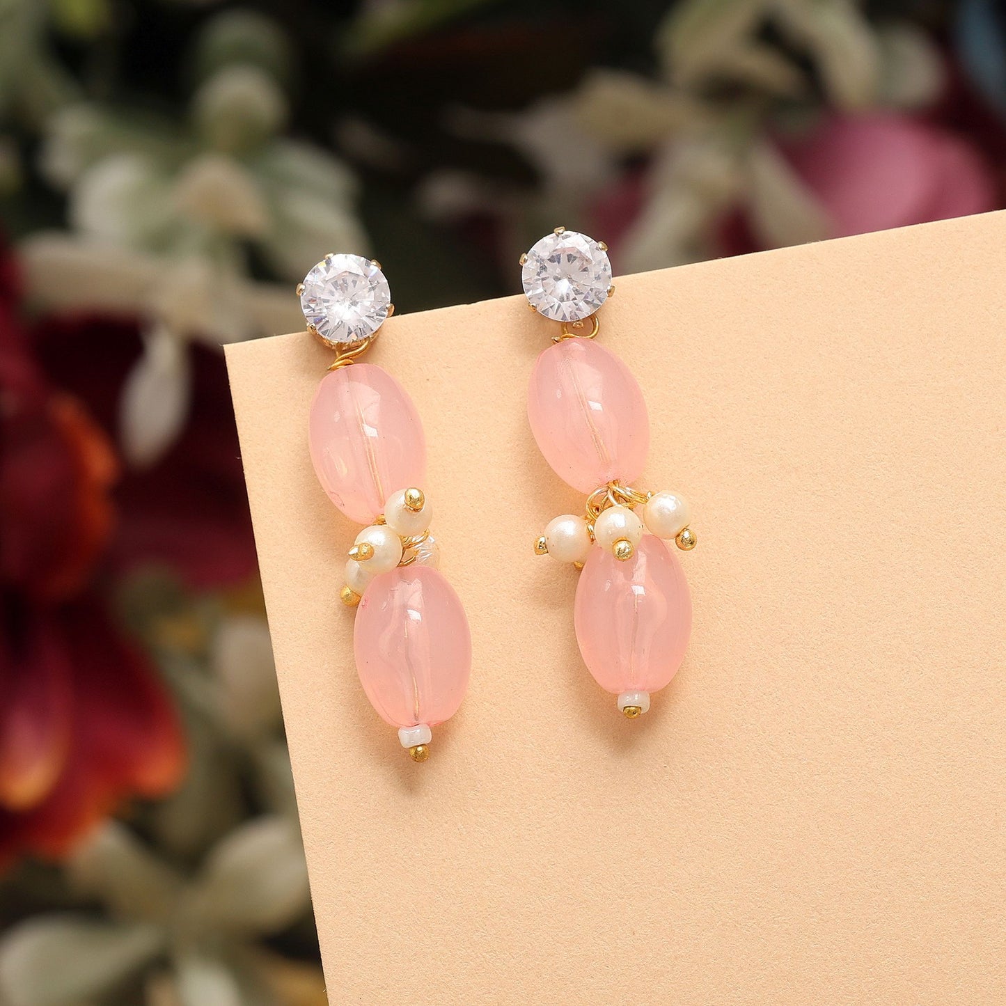Elegant Pink Color 12 Pair Of Fashion Earrings Perfect For Festivals, Parties, And Wedding Dressing