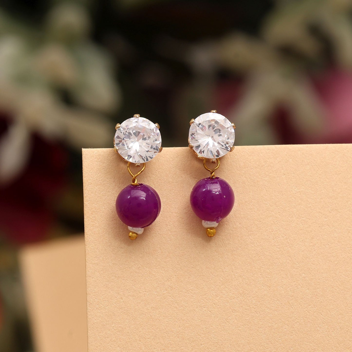 Attractive Purple Color 12 Pair Of Fashion Earrings Designed With Exquisite Artistic Traditional Jewelry Work