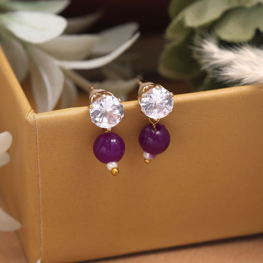 Attractive Purple Color 12 Pair Of Fashion Earrings Designed With Exquisite Artistic Traditional Jewelry Work