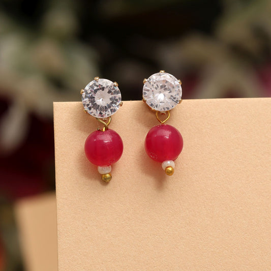 Classic Red Color 12 Pair Of Fashion Earrings Designed For Wedding Functions And Festive Occasions