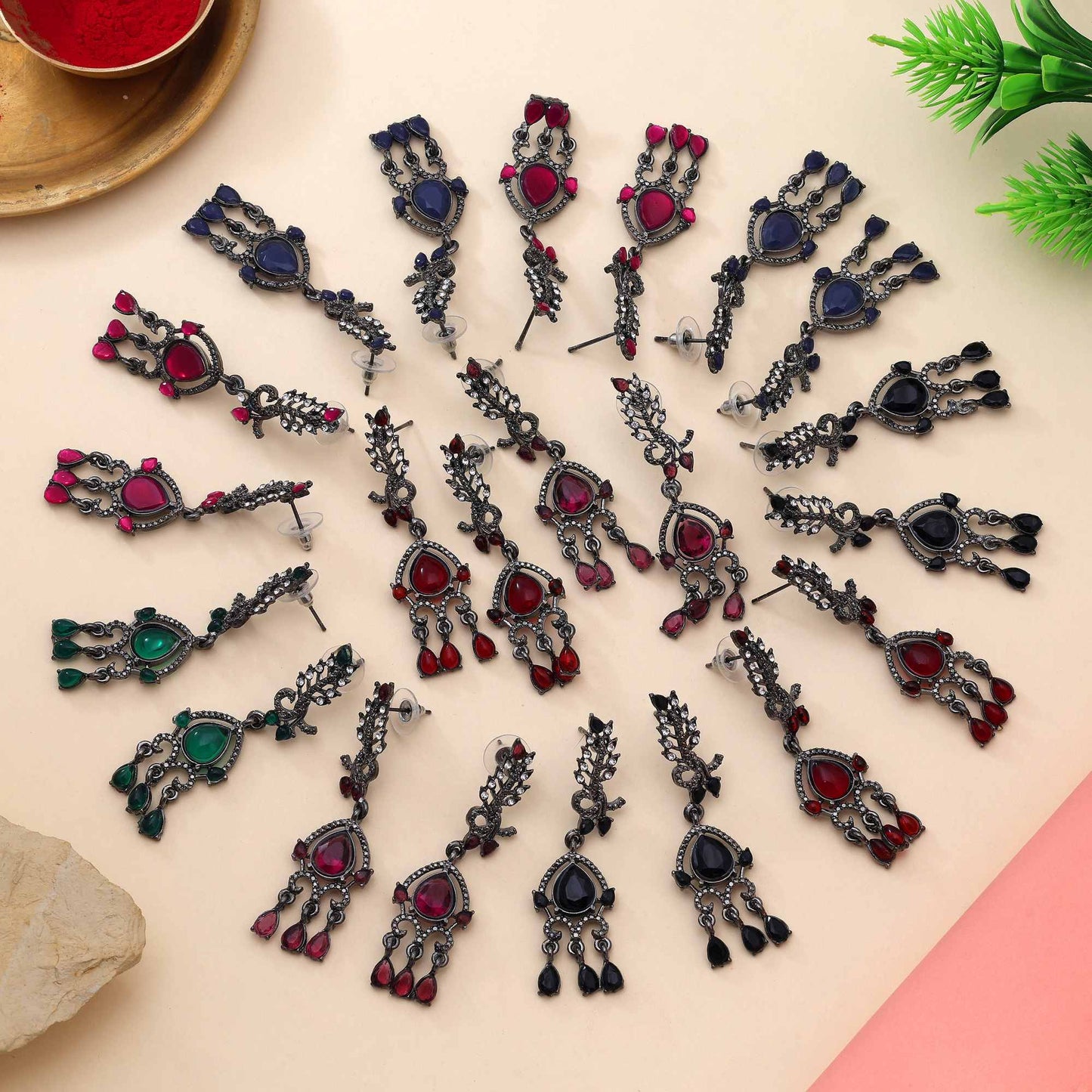 Assorted Color 11 Pair Of Fashion Earrings Combo For Bridal And Occasional Wear