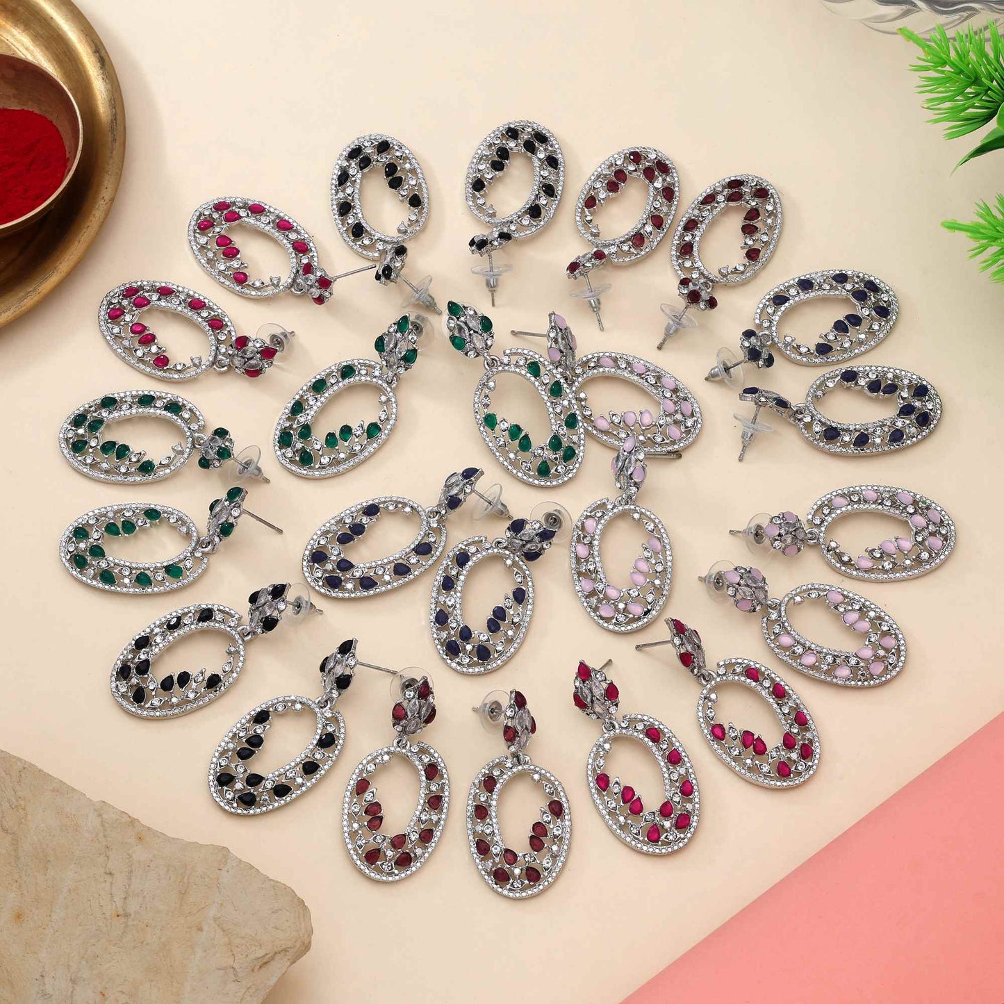 Stylish Assorted Color 12 Pair Of Fashion Earrings Combo For Modern Occasions