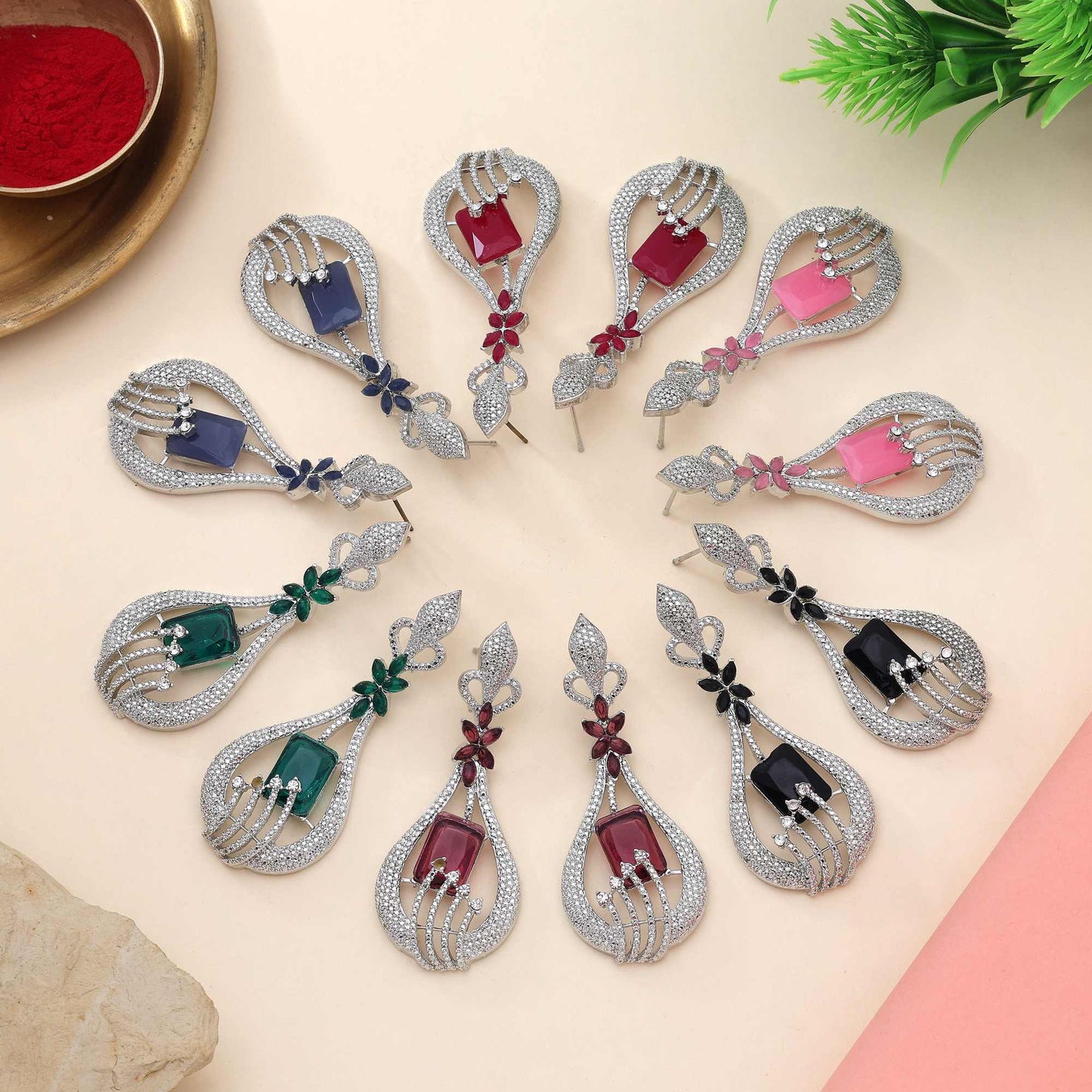 Premium Assorted Color 6 Pair Of Fashion Earrings Combo For Wedding And Festive Wear