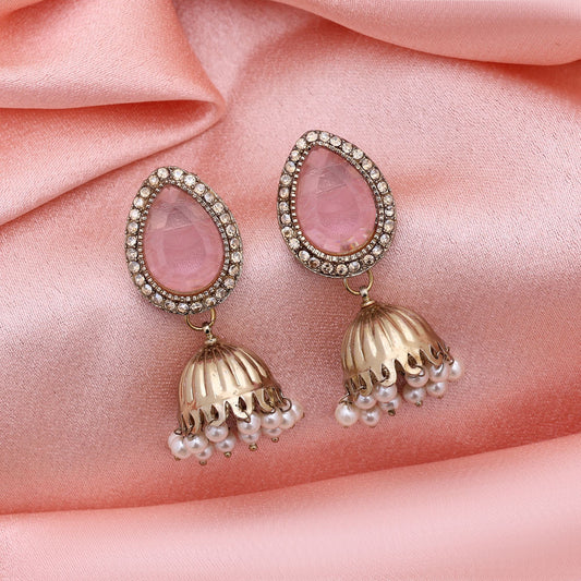 Pink Color Fashion Earrings With Feminine American Diamond Earrings Shine