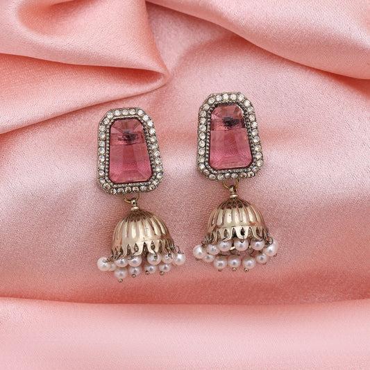 Magenta Color Fashion Earrings With Bold American Diamond Earrings Appeal