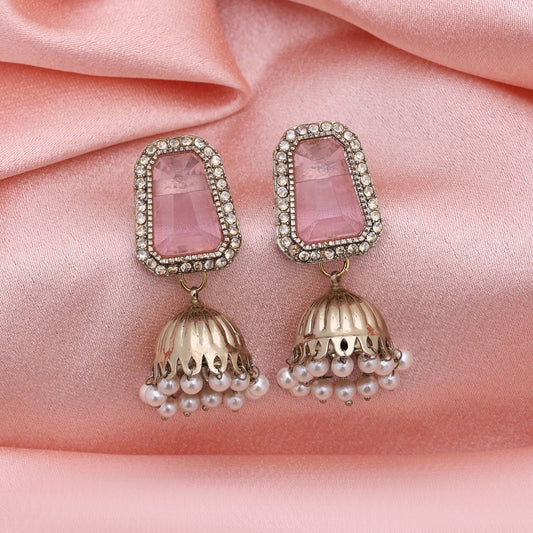 Pink Color Fashion Earrings With Modern American Diamond Earrings Touch