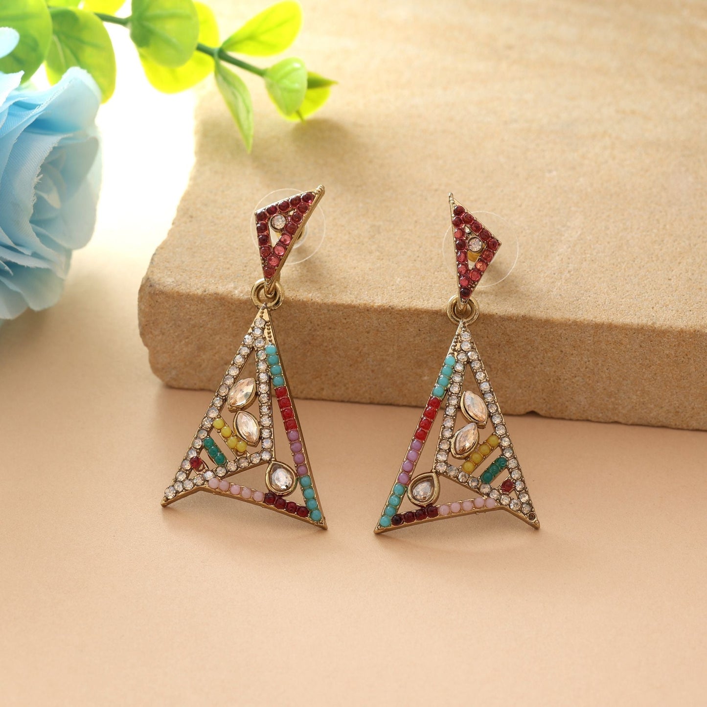 Multi Color Fashion Earrings With Artistic American Diamond Earrings Style