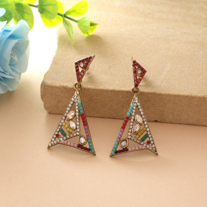 Multi Color Fashion Earrings With Artistic American Diamond Earrings Style