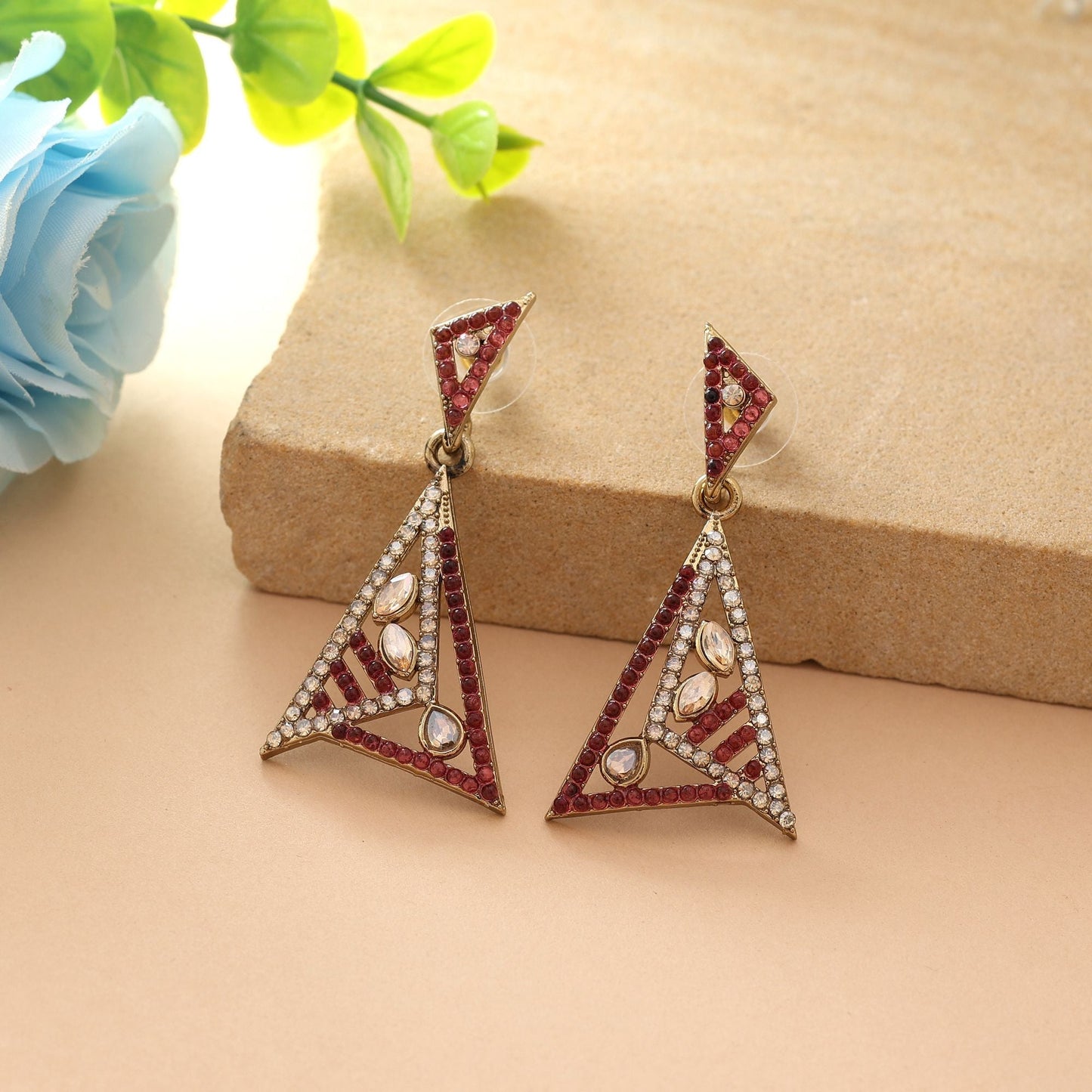 Magenta Color Fashion Earrings Featuring Luxurious American Diamond Earrings Look