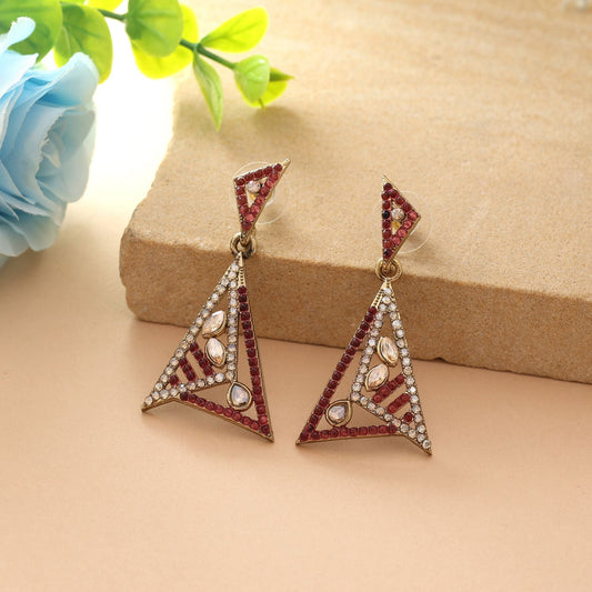 Magenta Color Fashion Earrings Featuring Luxurious American Diamond Earrings Look