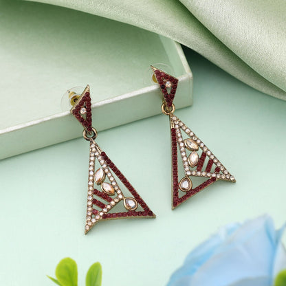 Magenta Color Fashion Earrings Featuring Luxurious American Diamond Earrings Look