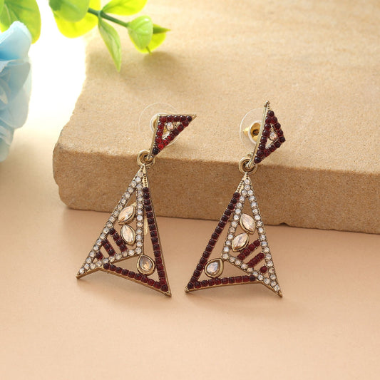 Maroon Color Fashion Earrings With Royal American Diamond Earrings Finish
