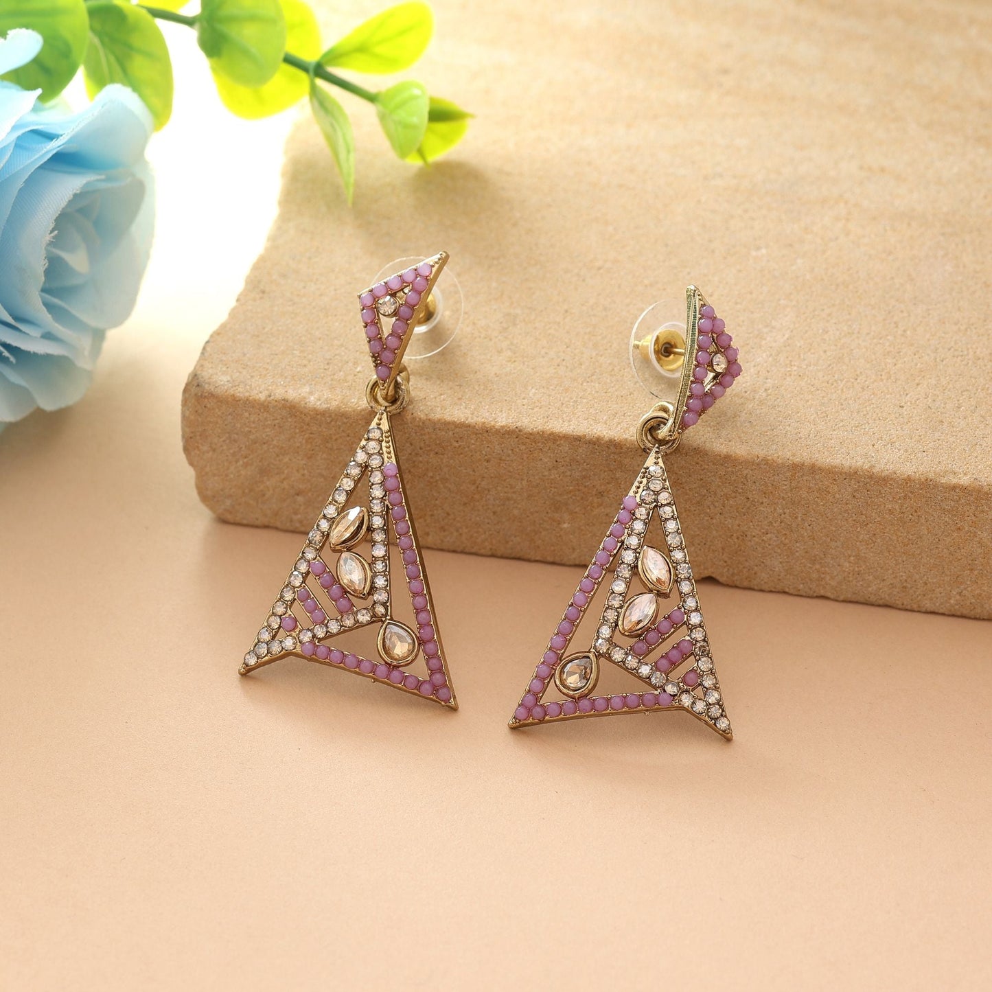 Purple Color Fashion Earrings With Elegant American Diamond Earrings Appeal
