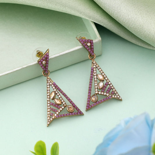 Purple Color Fashion Earrings With Elegant American Diamond Earrings Appeal