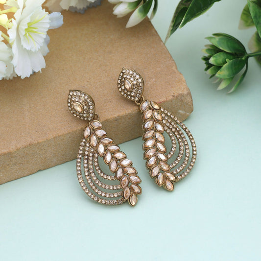 Gold Color Fashion Earrings With Premium American Diamond Earrings Glow