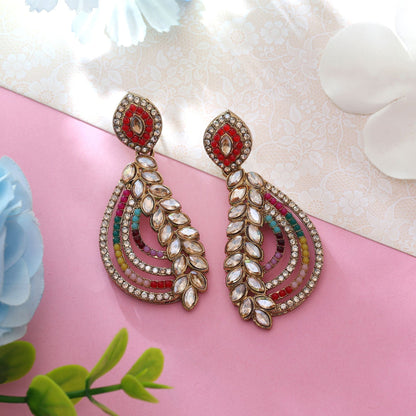 Multi Color Fashion Earrings With Festive American Diamond Earrings Glam