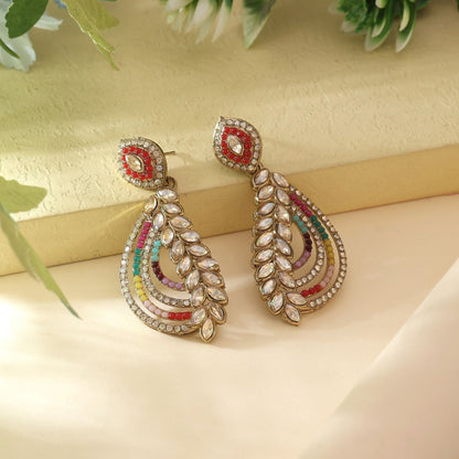 Multi Color Fashion Earrings With Festive American Diamond Earrings Glam