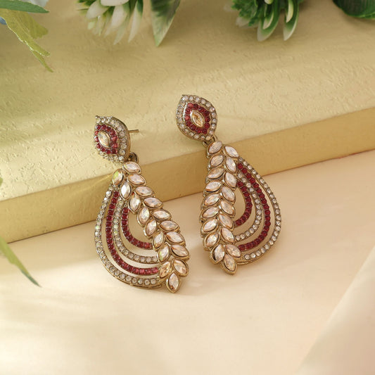 Magenta Color Fashion Earrings With Elegant American Diamond Earrings Sparkle