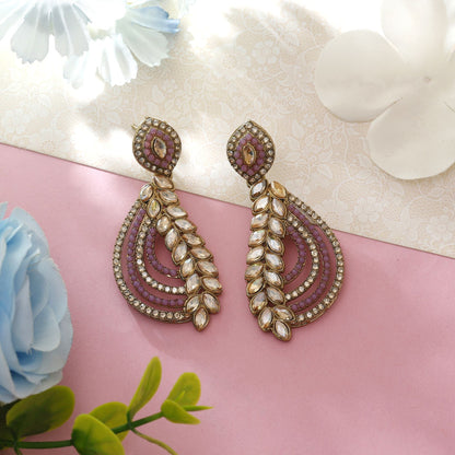 Purple Color Fashion Earrings Featuring American Diamond Earrings Shine