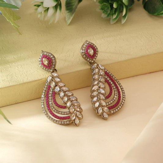 Rani Color Fashion Earrings With Regal American Diamond Earrings Styling
