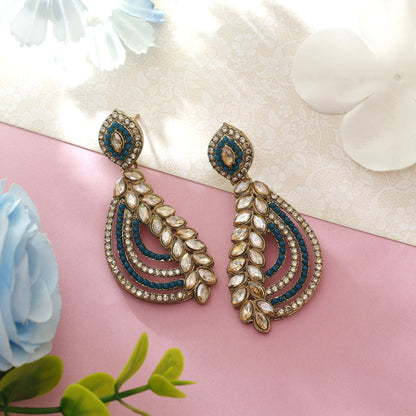 Turquoise Blue Color Fashion Earrings With Modern American Diamond Earrings Appeal