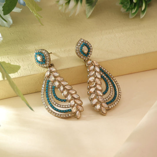 Turquoise Blue Color Fashion Earrings With Modern American Diamond Earrings Appeal