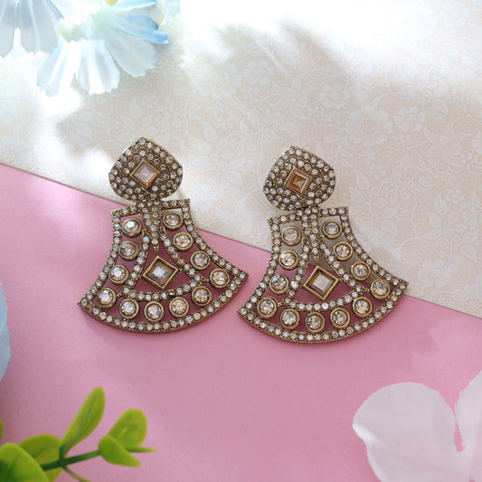 Gold Color Fashion Earrings With Radiant American Diamond Earrings Appeal