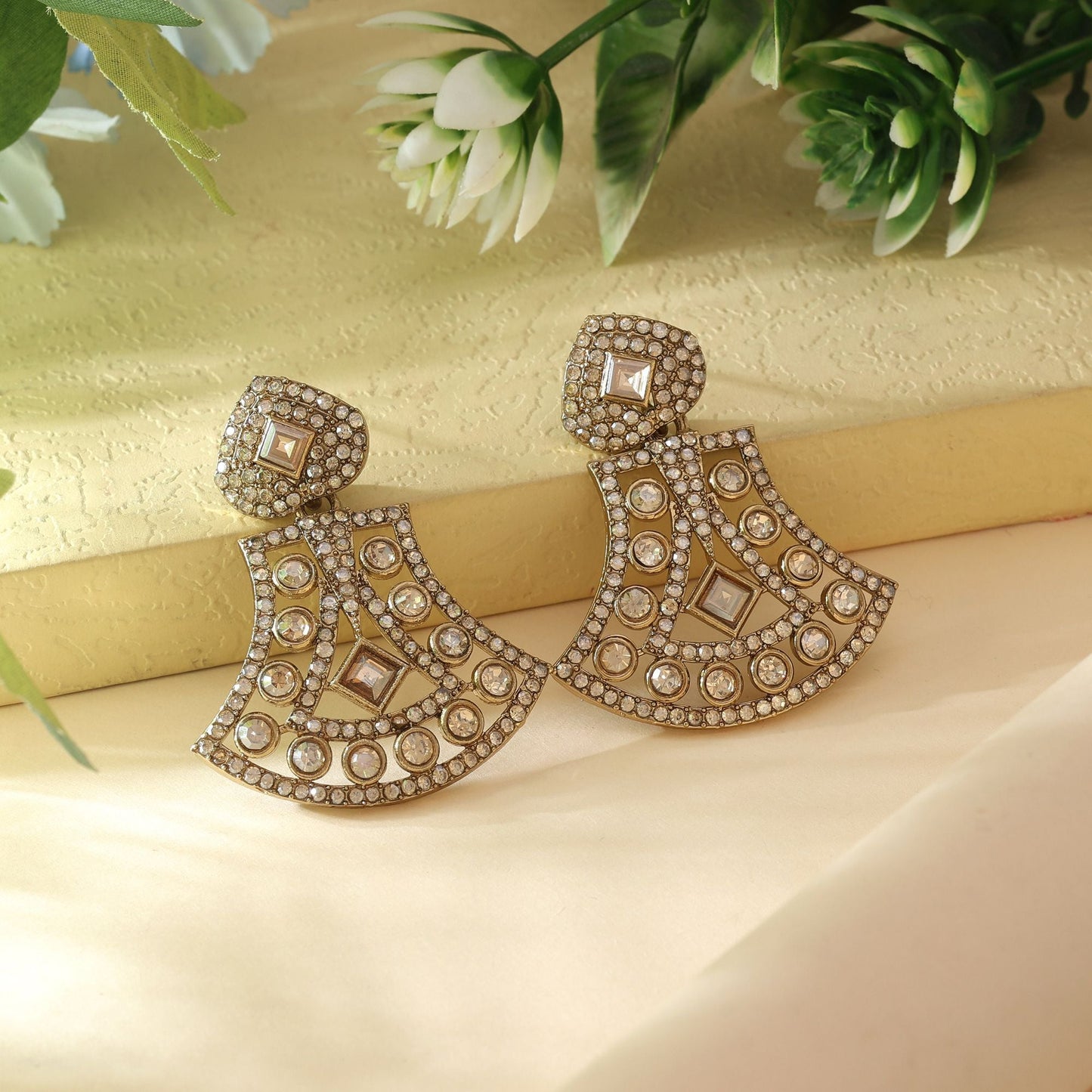 Gold Color Fashion Earrings With Radiant American Diamond Earrings Appeal