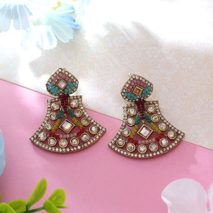 Multi Color Fashion Earrings With Vibrant American Diamond Earrings Sparkle