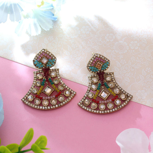 Multi Color Fashion Earrings With Vibrant American Diamond Earrings Sparkle