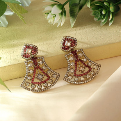 Magenta Color Fashion Earrings Featuring Royal American Diamond Earrings Finish