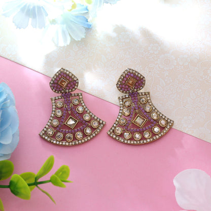 Purple Color Fashion Earrings With Soft American Diamond Earrings Glow